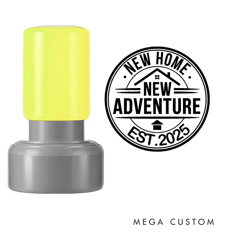 Personalized Stamp New Home New Adventure Design Custom Established Date Decorative Stamp for New Homeowners Housewarming Gifts and Keepsakes
