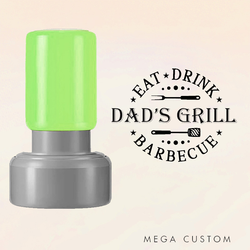 Personalized Round Barbecue Stamp Dad's Grill Design Eat Drink Barbecue Theme Decorative Stamp for Housewarming Gifts