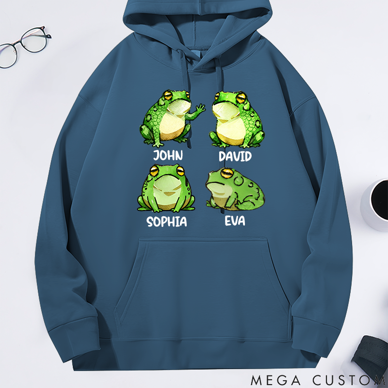 Personalized Classic Hoodie Fun Frog Family Pattern Design