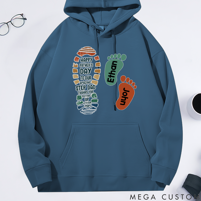 Personalized Family Hoodie Footprint Pattern Design Thank You for Tolerating Us