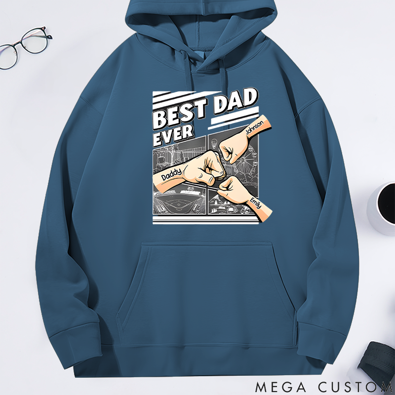 Personalized Classic Hoodie Best Dad Ever Fist Bump Design