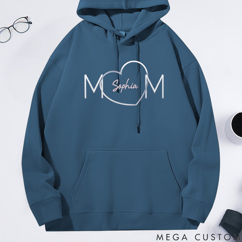 Personalized Classic Hoodie Love Mom Creative Heart Design
