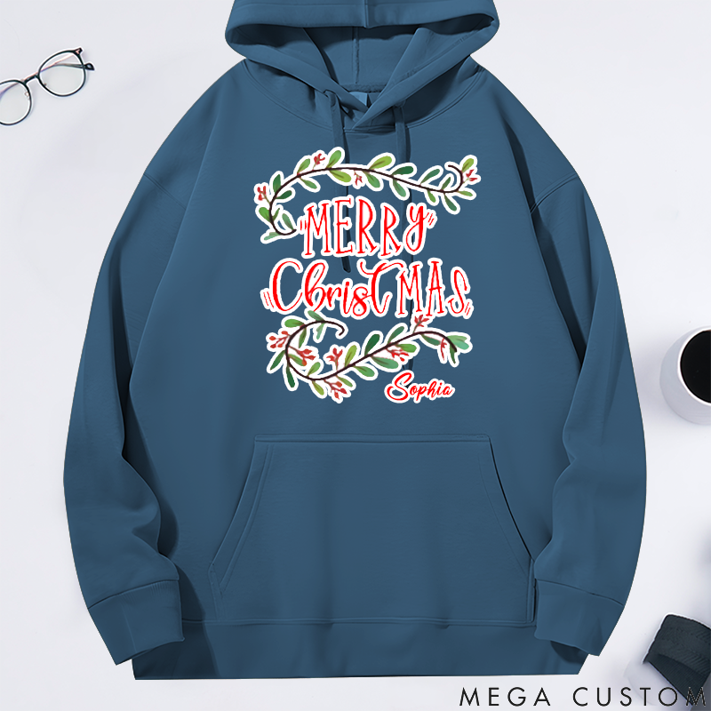 Personalized Classic Hoodie Merry Christmas Themed Minimalist Design
