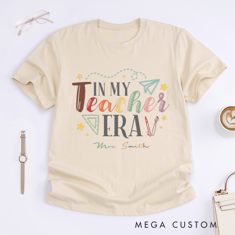 Personalized Teacher T-Shirts in My Teacher Era Fun Colorful Trendy Shirt Gift for Teachers