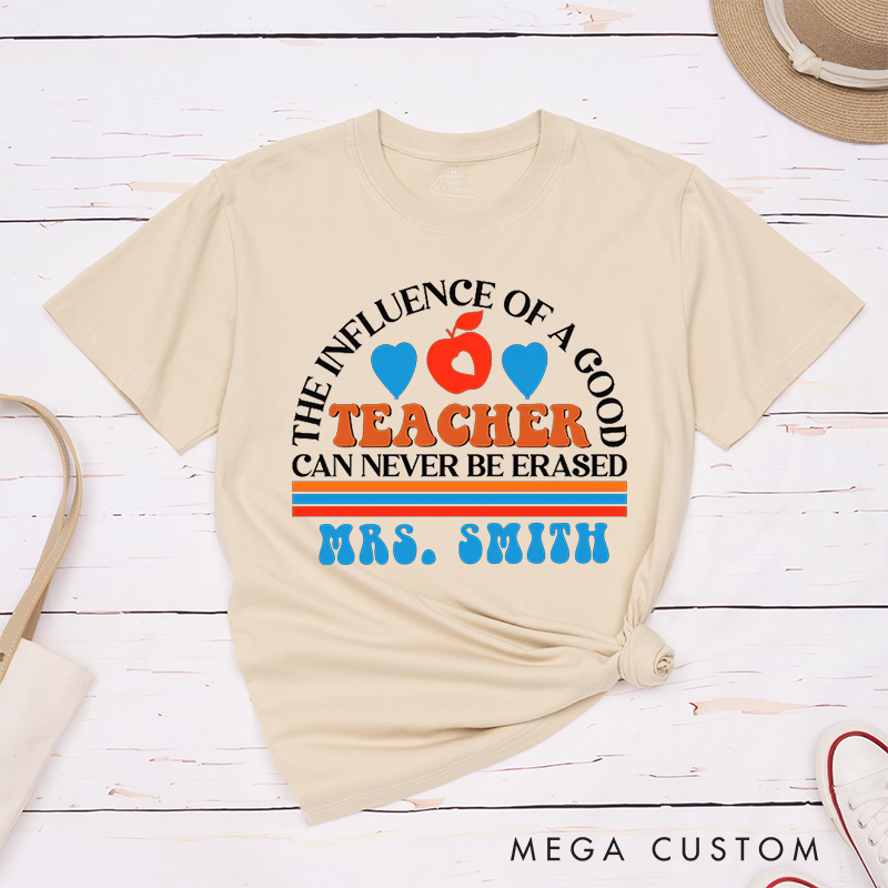Personalized Teacher T-Shirts the Influence of a Good Teacher Apple and Heart Design Retro Style Gift for Teachers