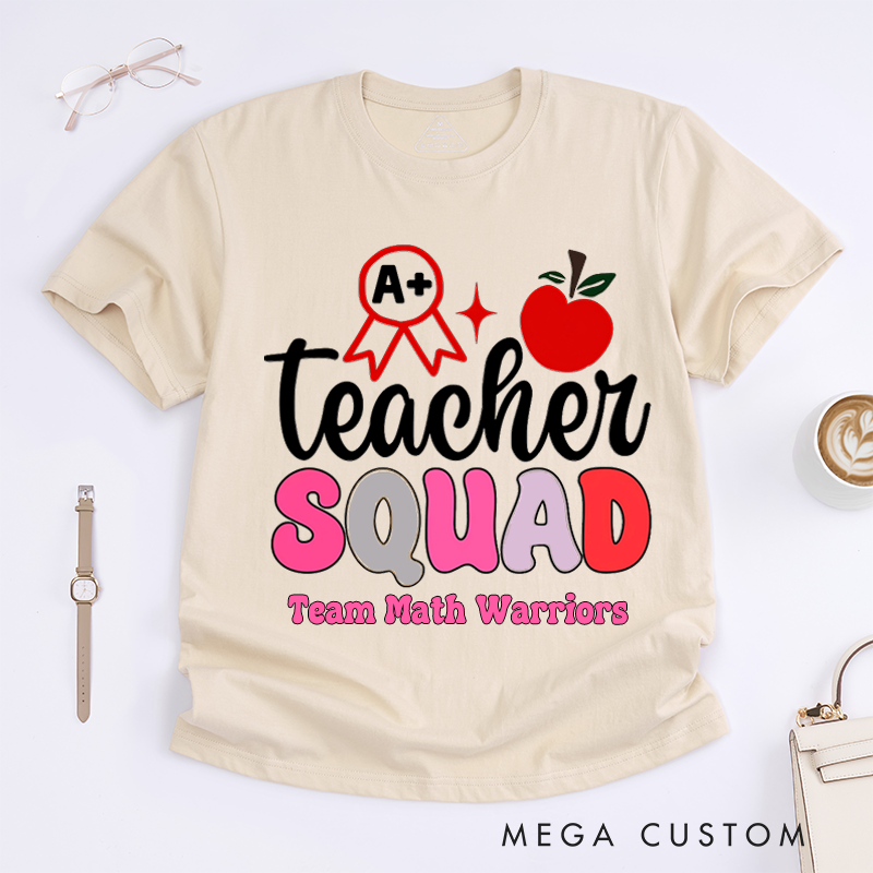Personalized T-Shirts Teacher Squad Fun Apple Shirt Perfect Gift for Teachers' Team