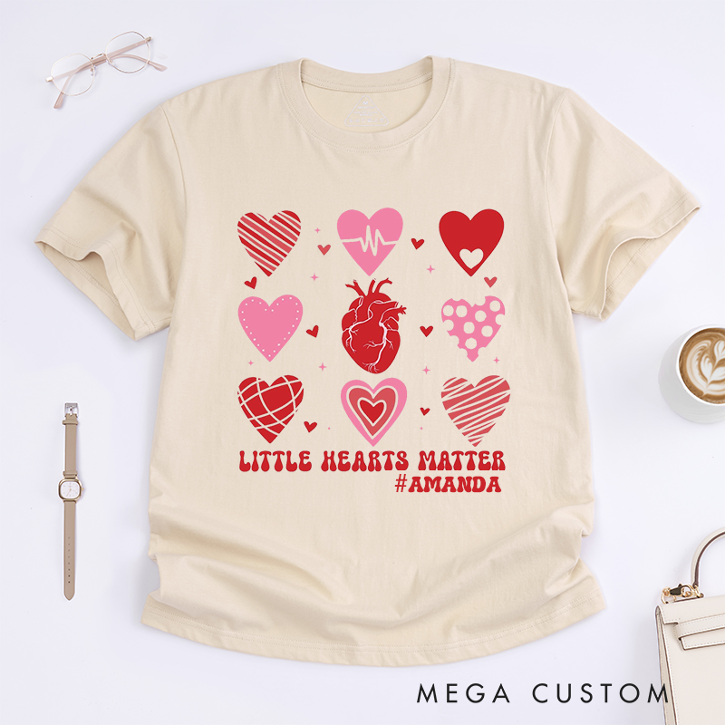 Personalized Nurse T-Shirts Little Hearts Matter Cute Heart Shirt Thoughtful Gift for Nurses