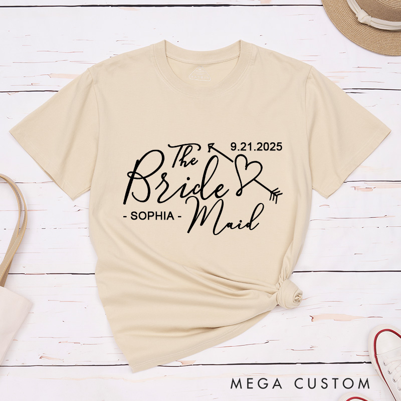 Personalized The Bride Matching T-Shirt with Name Bridesmaid T-Shirt Bride's Crew T-Shirt Bachelorette Party Gift