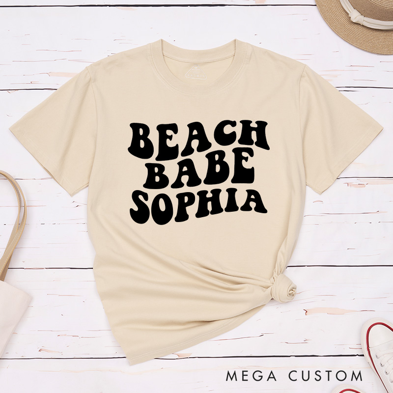 Personalized Beach Bride Matching T-Shirt Bridesmaid Beach Babe T-Shirt Maid of Honor T-Shirt Wedding Bachelorette Party Gift
