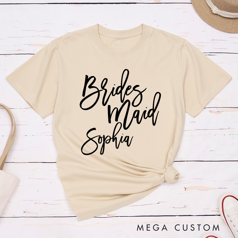 Personalized Bride Matching T-Shirt Bridesmaid T-Shirt with Name Maid of Honor T-Shirt Bachelorette Party Gift