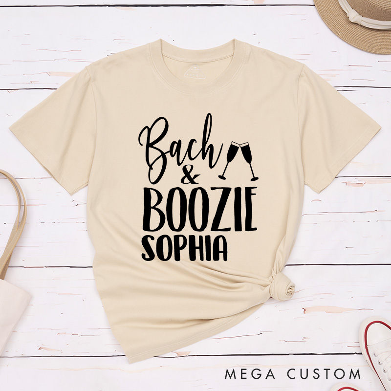 Personalized Bride and Boujee with Diamond Matching T-Shirt Bridesmaid Bach and Boozie with Wine T-Shirt Wedding Team Bride Bachelorette Party Gift