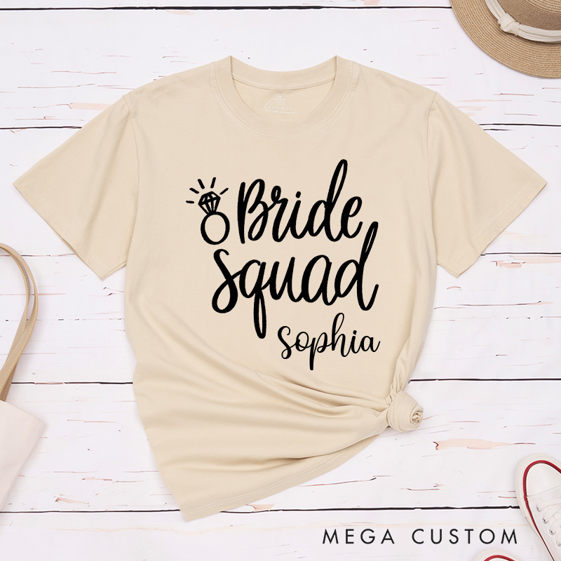 Personalized Bride Matching T-Shirt Maid of Honor T-Shirt Bride Squad Wedding T-Shirt Bachelorette Party Gift