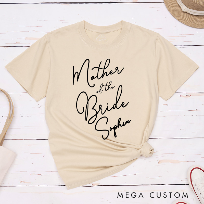 Personalized Mother of the Bride Matching T-Shirt Mother of the Groom T-Shirt with Name MOB MOG Wedding Day T-Shirt Bachelorette Party Gift