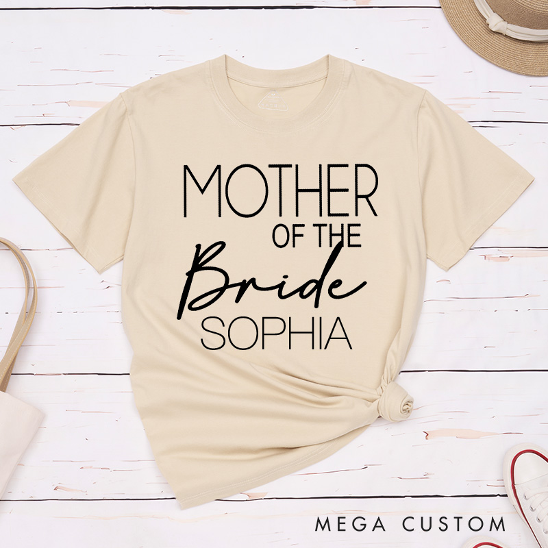 Personalized Minimalist Mother of the Bride Matching T-Shirt Mother of the Groom T-Shirt with Name MOB MOG Wedding Day T-Shirt Bachelorette Party Gift