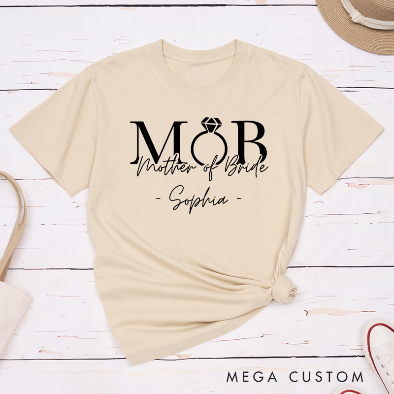 Personalized Mother of the Bride with Diamond Ring Matching T-Shirt Mother of the Groom T-Shirt MOB MOG Wedding Day T-Shirt Bachelorette Party Gift
