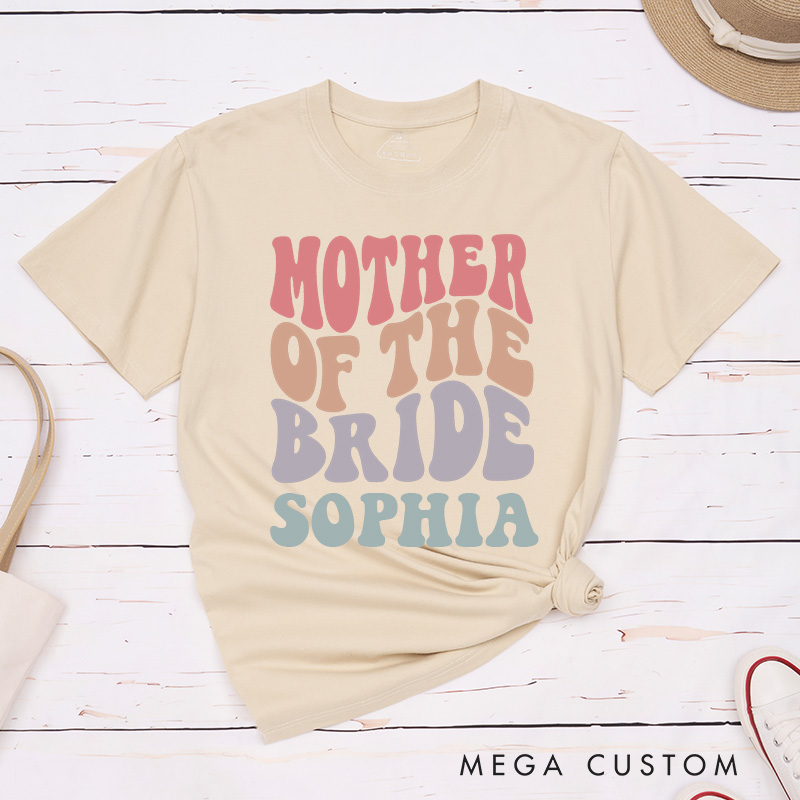 Personalized Colorful Mother of the Bride Matching T-Shirt Retro Mother of the Groom T-Shirt MOB MOG Wedding Day T-Shirt Bachelorette Party Gift