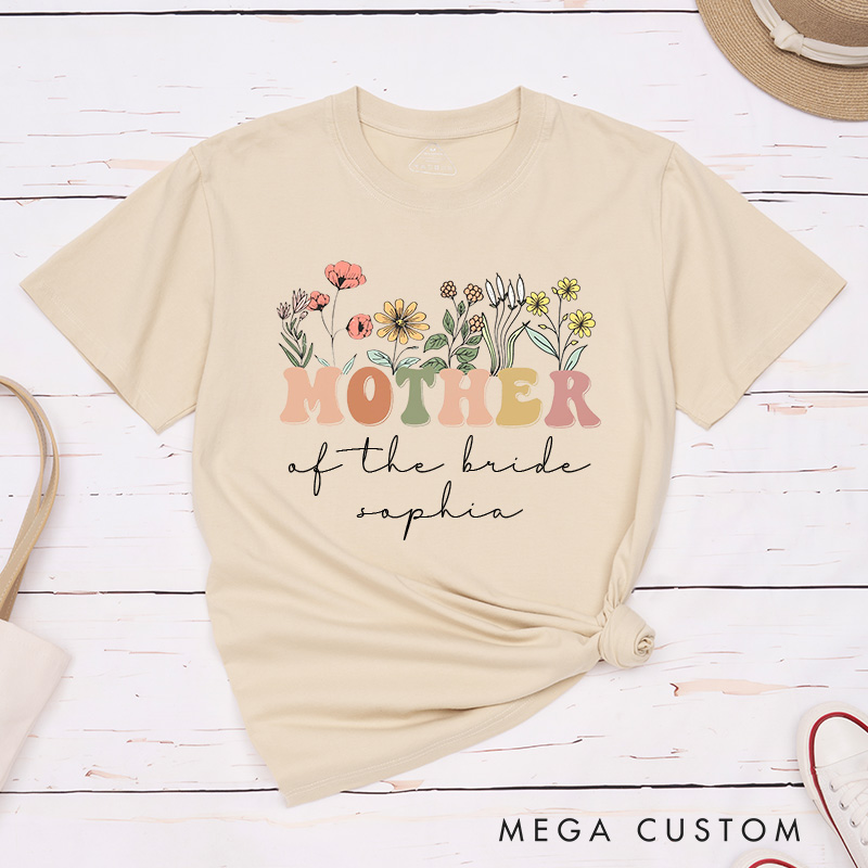 Personalized Vintage Floral Mother of the Bride Matching T-Shirt Mother of the Groom T-Shirt Wedding Day T-Shirt MOB MOG Bachelorette Party Gift