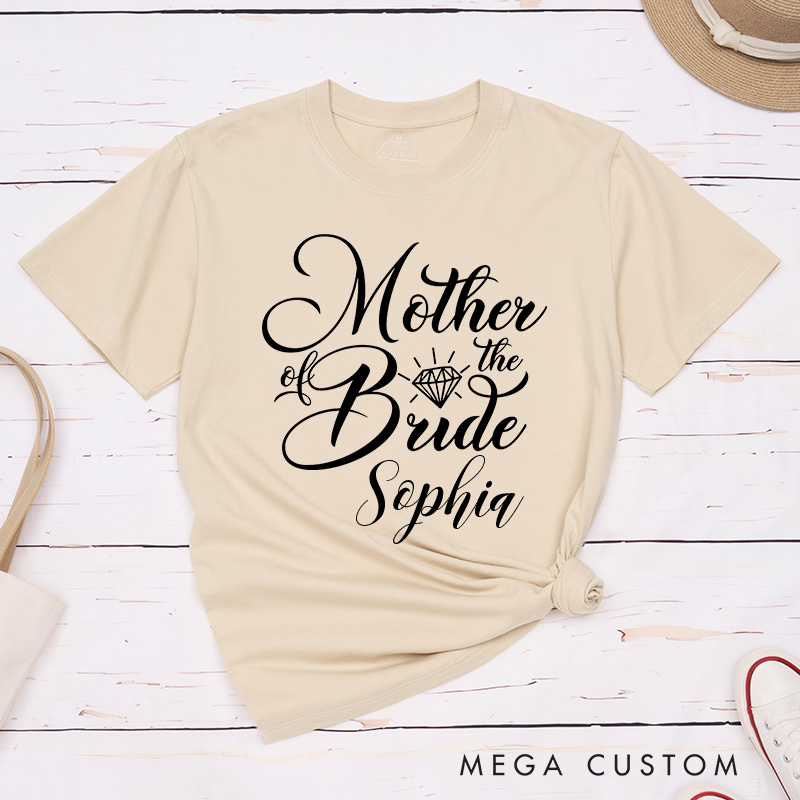 Personalized Classic Mother of the Bride with Diamond Matching T-Shirt Mother of the Groom T-Shirt MOB MOG Wedding Day T-Shirt Bachelorette Party Gift
