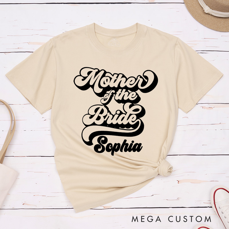 Personalized Vintage Mother of the Bride Matching T-Shirt with Name Classic Mother of the Groom T-Shirt MOB MOG Wedding Day T-Shirt Bachelorette Party Gift