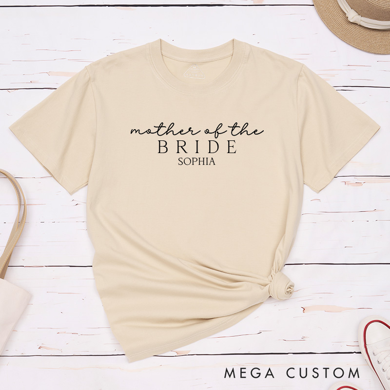 Personalized Elegant Mother of the Bride Matching T-Shirt with Name Mother of the Groom T-Shirt MOB MOG Wedding Day T-Shirt Bachelorette Party Gift