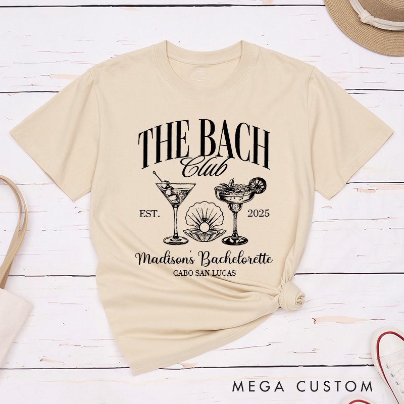 Personalized The Bride Club with Cocktail Matching T-Shirt The Bach Club T-Shirt Bridesmaid Bride Tribe T-Shirt Wedding Bachelorette Party Gift