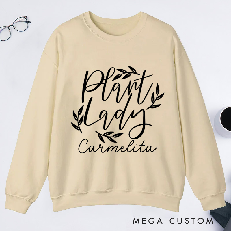 Personalized Plant Lady Classic Sweatshirts Plant Mom Sweatshirt with Name for Plant Lover Gift Gardening Gift Gardener Gift