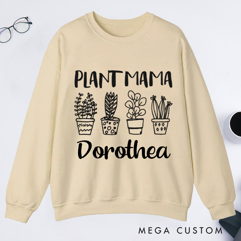 Personalized Plant Mama Classic Sweatshirts Crazy Plant Lady Sweatshirt with Name Gardener Sweatshirt Plant Lover Gift Gardening Gift