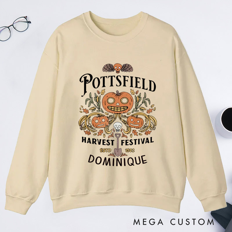 Personalized Pottsfield Harvest Festival Classic Sweatshirts Vegetables Fall Sweatshirt with Name Halloween Gift Plant Lover Gift Gardening Gift