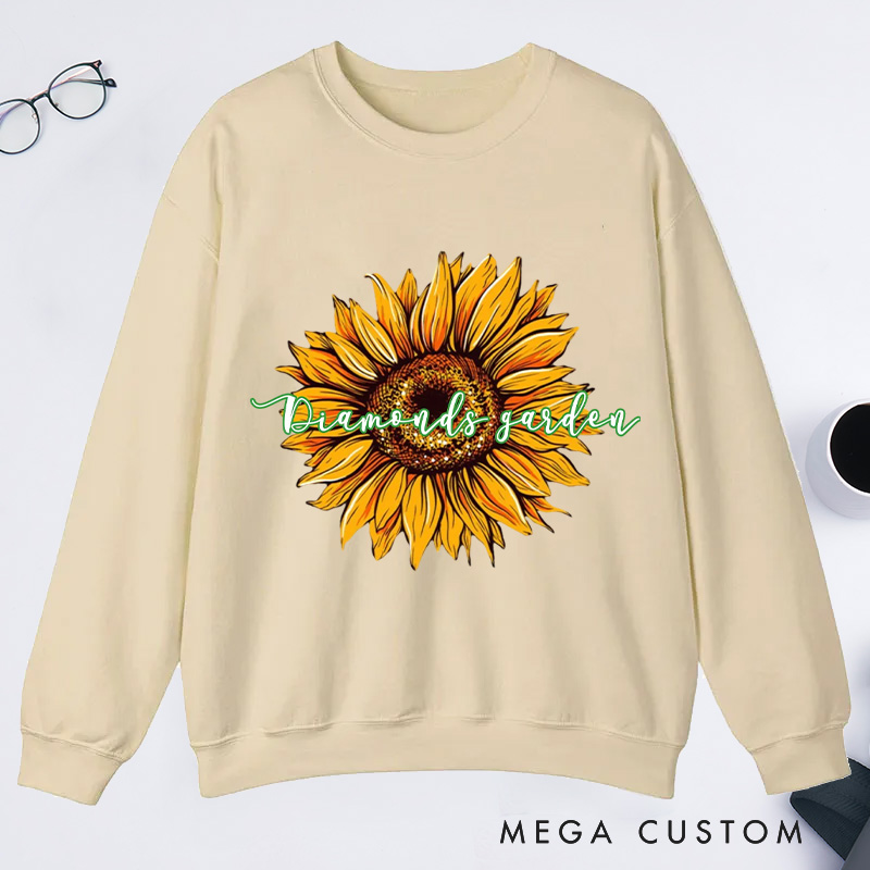 Personalized Sunflower Classic Sweatshirts Flower Print Sweatshirt Gardener Sweatshirt with Name Plant Lover Gift Gardening Gift Gardener Gift