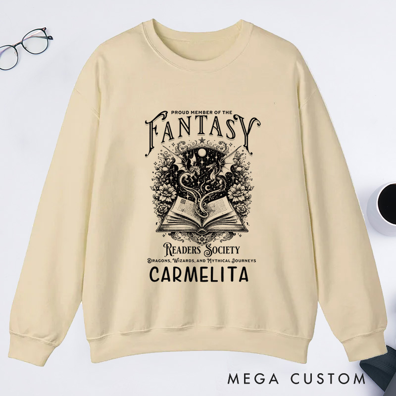 Personalized Fantasy Readers Society Classic Sweatshirts Dragon Lover Sweatshirt Bookish Sweatshirt Mythical Creatures Book Sweatshirt Book Lover Gift