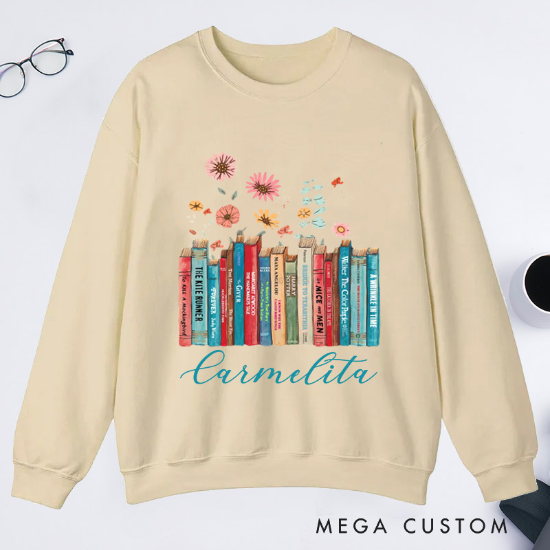 Personalized I'm With The Banned Classic Sweatshirts Custom Floral Books Sweatshirt with Name Book Lover Gift Librarian Gift Reading Gift