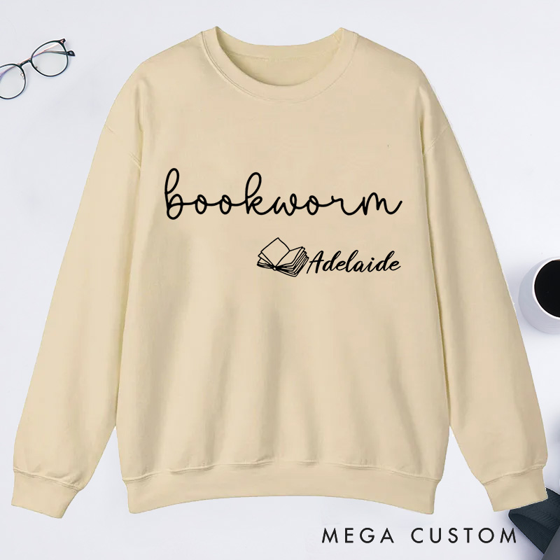Personalized Bookworm Classic Sweatshirts Custom Sweatshirt with Name Bookish Sweatshirt Book Lovers Gift Librarian Gift Reading Gift