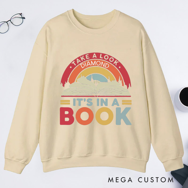 Personalized Reading Rainbow Classic Sweatshirts Take a Look It’s in a Book Sweatshirt Bookish Sweatshirt with Name for Book Lover Gift Librarian Gift