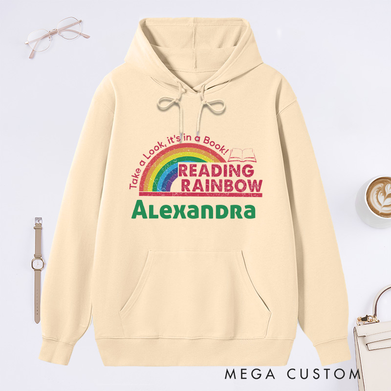 Personalized Reading Rainbow Classic Hoodies Book Lover Hoodies Reading Hoodies Librarian Gift Book Lover Gift For Reader Gift