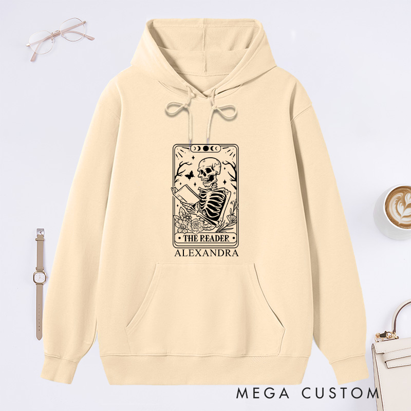 Personalized The Reader Tarot Card Classic Hoodies Custom Book Lover Hoodies with Name Reading Hoodies Librarian Gift Book Lover Gift