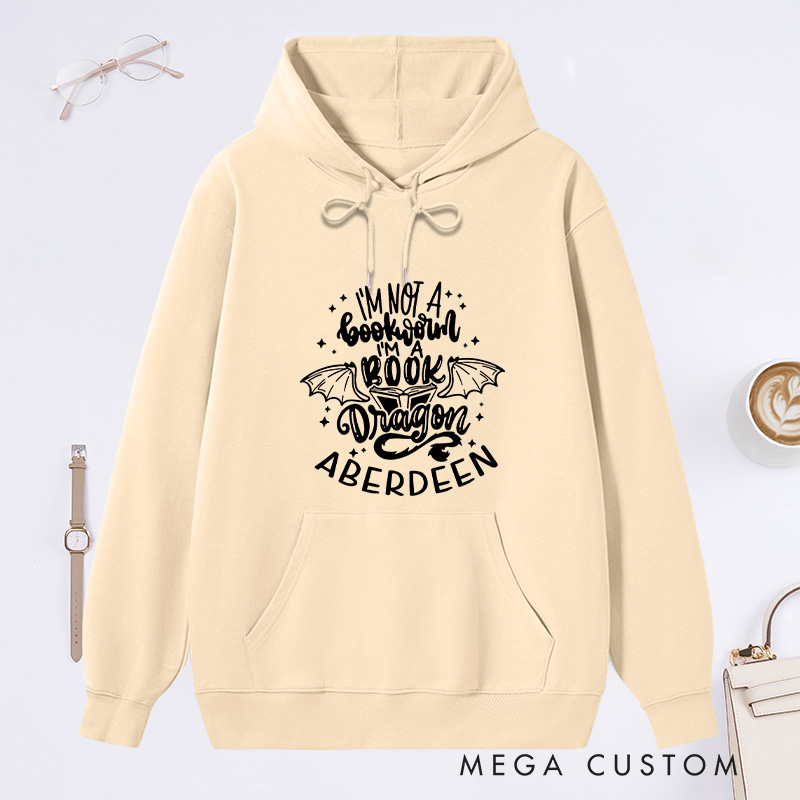 Personalized I'm Not A Bookworm I'm A Book Dragon Classic Hoodies Book Lover Hoodies with Name Reading Hoodies Librarian Gift Book Lover Gift