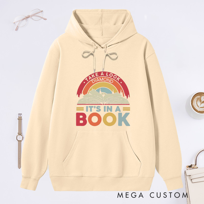 Personalized Reading Rainbow Classic Hoodies Custom Book Lover Hoodies with Name Take a Look It’s in a Book Hoodies Librarian Gift Reader Gift