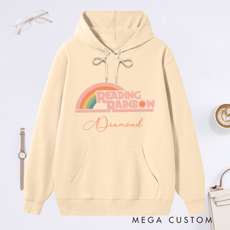 Personalized Reading Rainbow Classic Hoodies Love To Read Hoodies Custom Book Lover Hoodies with Name Librarian Gift Reading Gift for Reader