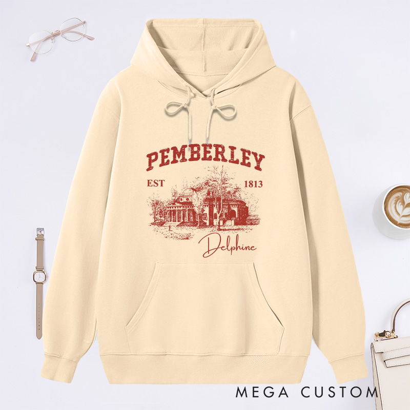 Personalized Pemberley Light Academia Classic Hoodies Custom Book Lover Hoodies with Name Librarian Gift Book Lover Gift for Reader