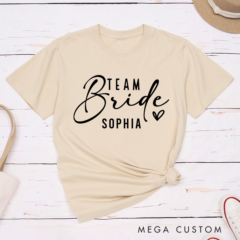 Personalized Bride with Heart Matching T-Shirt Team Bride T-Shirt Bridesmaid T-Shirt Bachelorette Party Gift