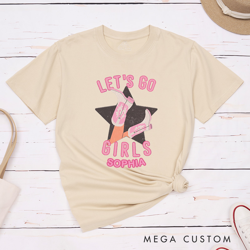 Personalized Man I Feel Like a Bride Matching T-Shirt Let's Go Girls T-Shirt Cowgirl Bridesmaid Wedding Cowgirl Boots T-Shirt Bachelorette Party Gift