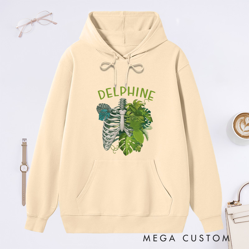 Personalized Skeleton Plant Classic Hoodies Custom Monstera Hoodies with Name Plant Lover Gift Gardening Lover Gift for Gardener Gift