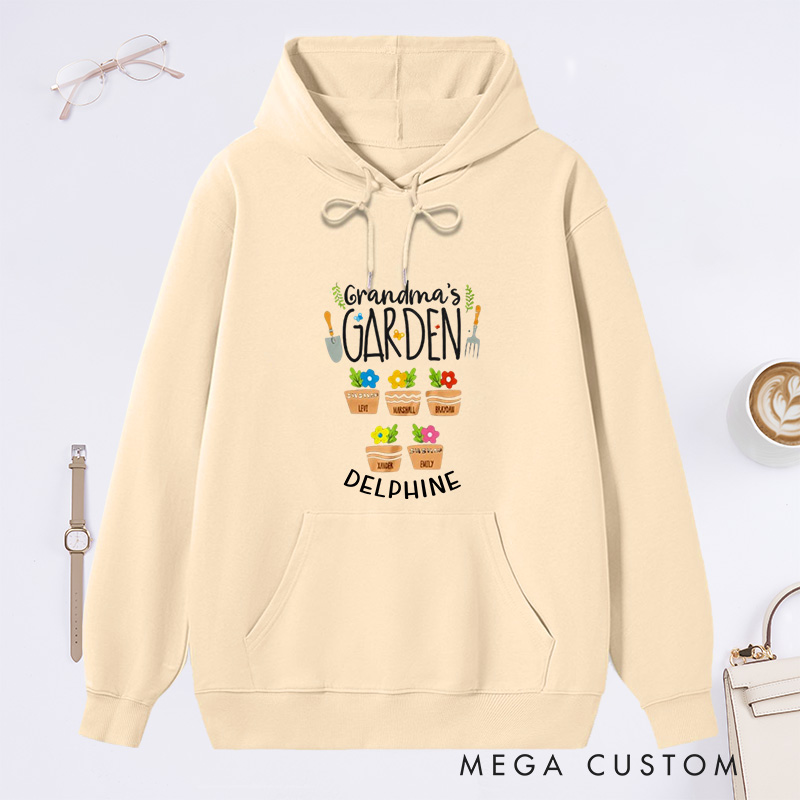 Personalized Grandma's Garden Classic Hoodies Custom Hoodies with Name Plant Lover Gift Gardening Lover Gift for Gardener Gift