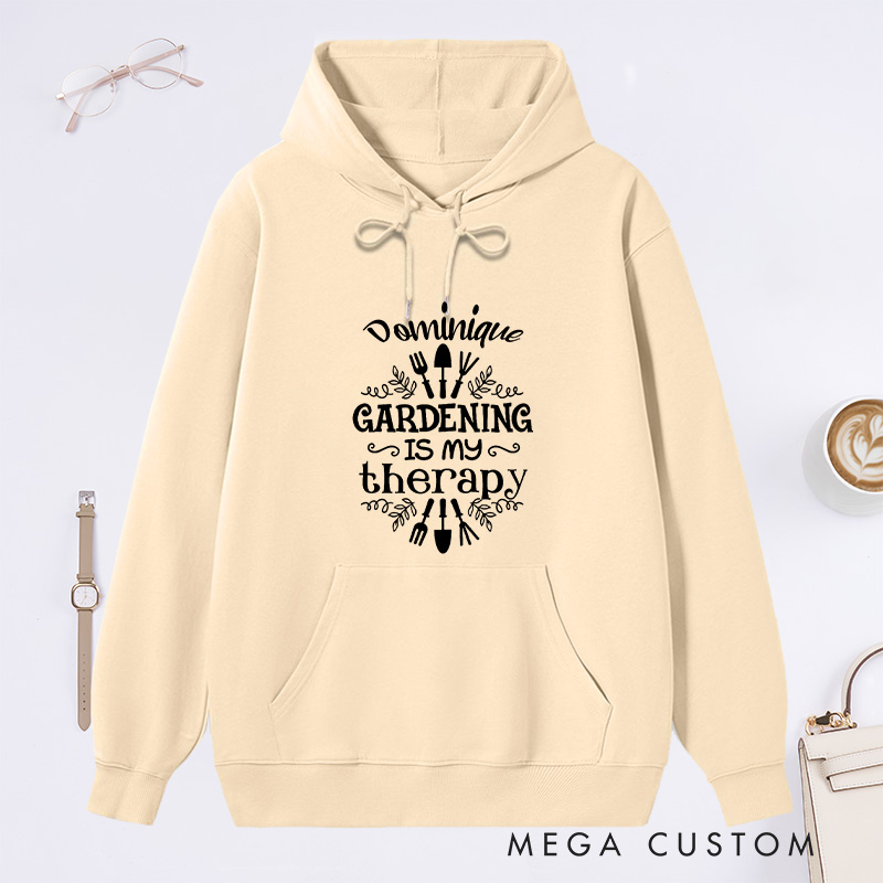 Personalized Gardening Is My Therapy Classic Hoodies Custom Hoodies with Name Plant Lover Gift Gardening Lover Gift Gardener Gift