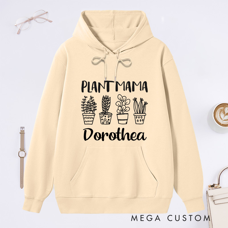 Personalized Plant Mama Classic Hoodies Custom Crazy Plant Lady Hoodies with Name Plant Lover Gift Gardening Lover Gift for Gardener Gift