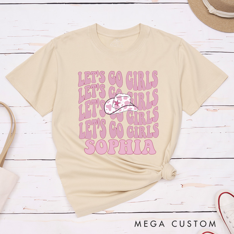Personalized Man I Feel Like a Bride Matching T-Shirt Let's Go Girls T-Shirt Bridesmaid Cowgirl Hat T-Shirt Bachelorette Party Gift