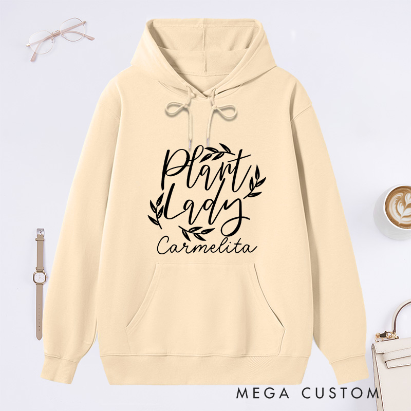 Personalized Plant Lady Classic Hoodies Custom Plant Mom Hoodies with Name Plant Lover Gift Gardening Lover Gift for Gardener Gift