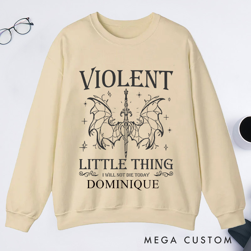 Personalized Violent Little Thing Classic Sweatshirts with Name Custom Reading Sweatshirt for Book Lover Gift Librarian Gift Reader Gift