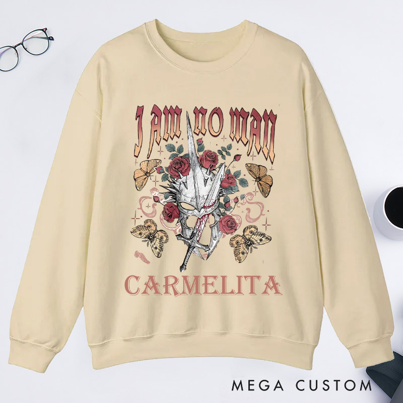 Personalized I Am No Man Classic Sweatshirts Academia Bookish Sweatshirt with Name Fantasy Merch Sweatshirt Reading Fandom Sweatshirt Book Lover Gift