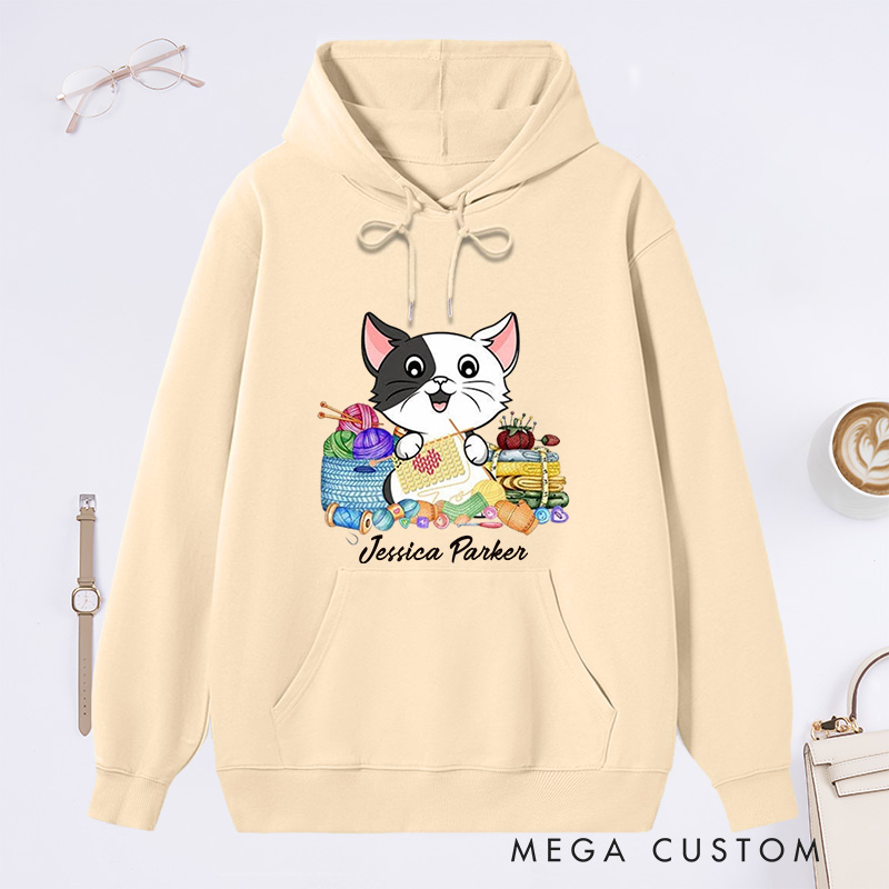 Personalized I Love Knitting And Cat Classic Hoodies Knit Gift Knitting Gift Knitter Gift Love To Knit Love Knitting Knit Lover